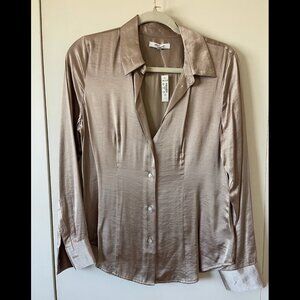 NWT Madwell Enzo Gold Satin Button Up // Sz4 Small